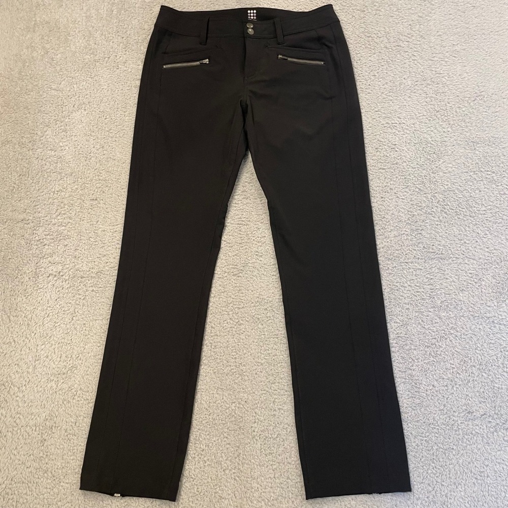 Title Nine Genie Brushed Pants Womens 6 (32x30) Black Stretch Ankle Zip Hiking